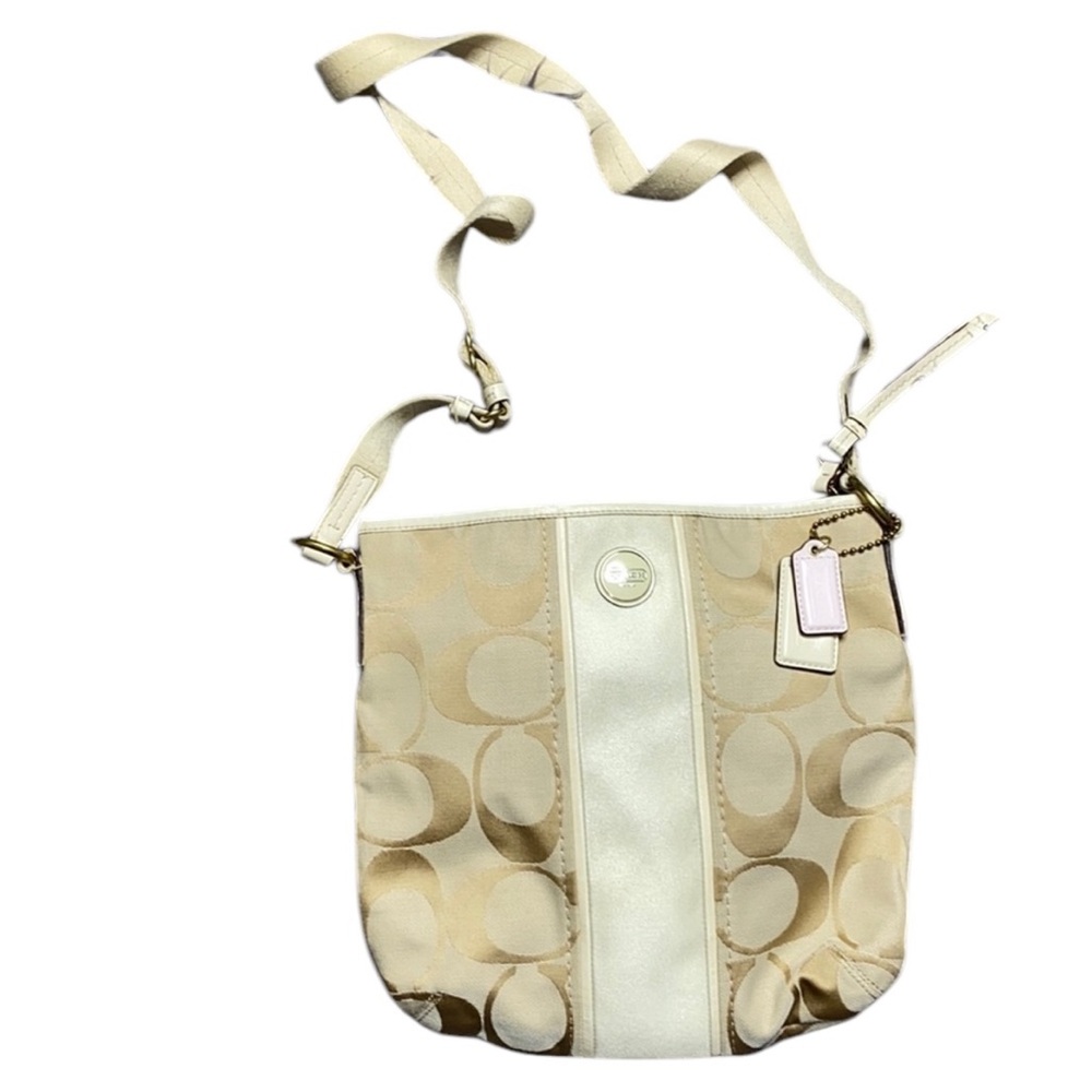 Coach Signature Stripe Duffle Crossbody F 21905 Khaki